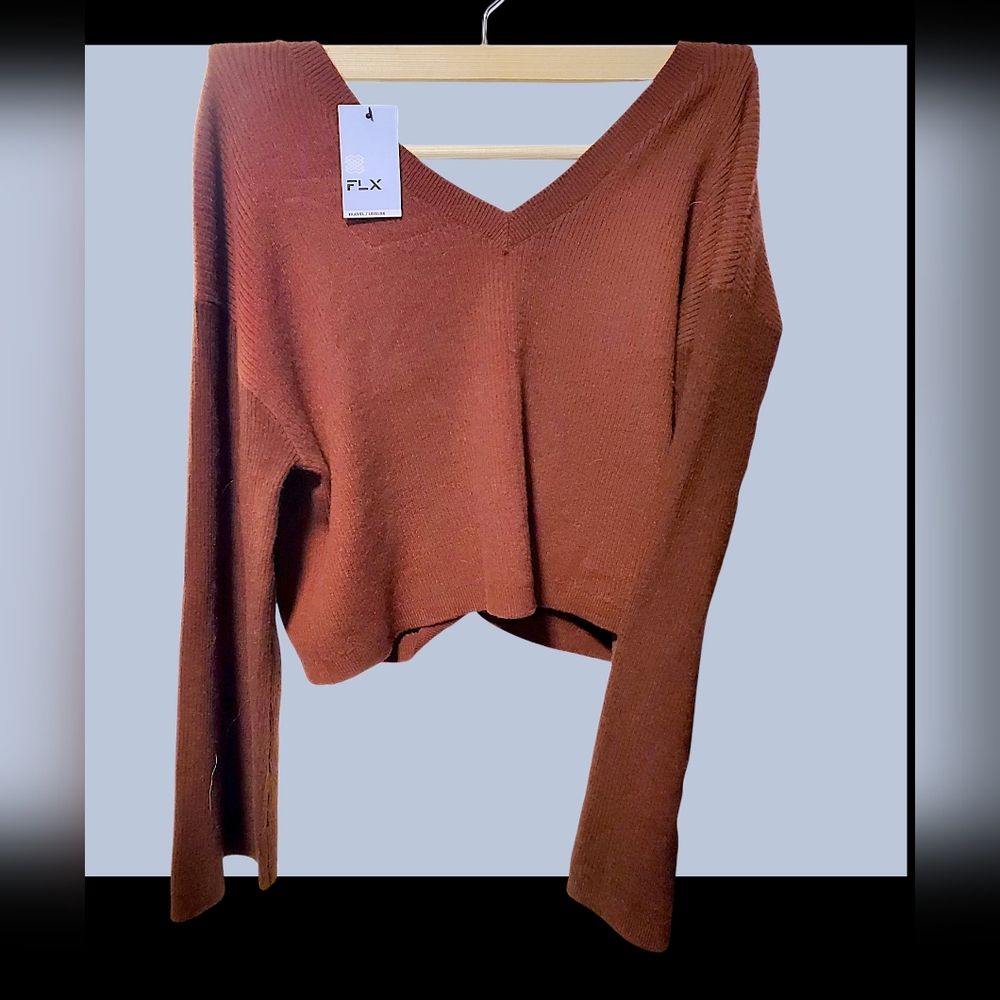 FLX Women's Off-the-Shoulder Sweater - Rust